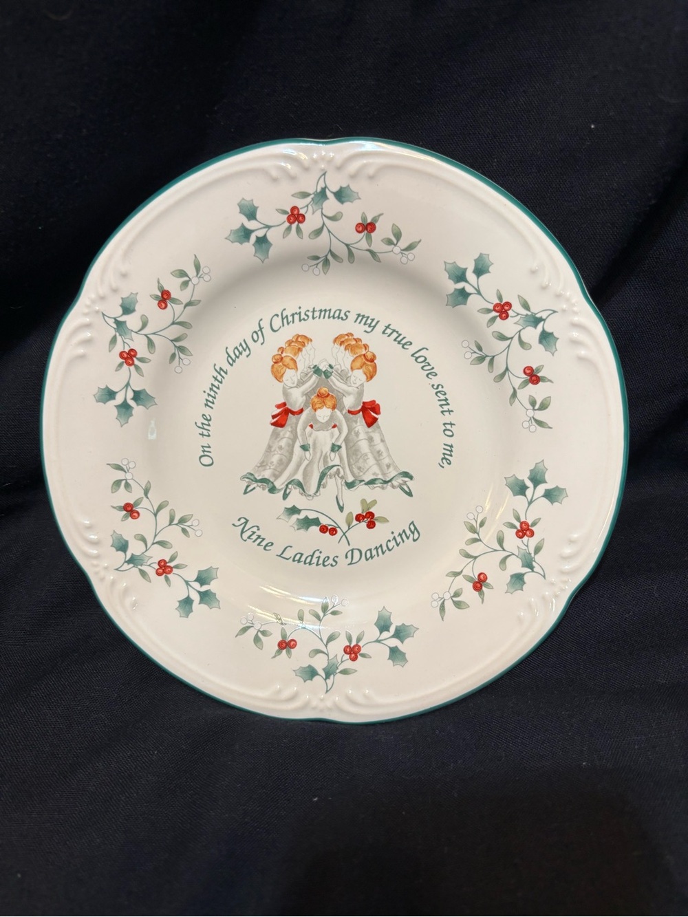 Pfaltzgraff Nine Ladies Dancing 8” plate #9 of 12 Days of Christmas series